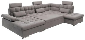 Colțar gri extensibil, cu spațiu de depozitare (cu colț pe partea dreaptă, în formă de "U") Merkur – Ropez