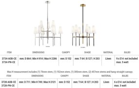 Candelabru LUX design clasic BOWERY nichel lustruit, cu 9 surse de lumina