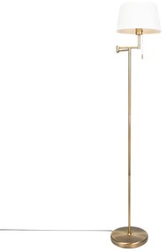 Lampă de podea clasică bronz cu umbră albă reglabilă - Ladas Fix