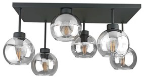 Lustră aplicată NESSA 6xE27/60W/230V negru/transparent