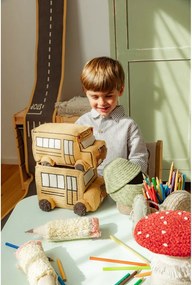 Coș de jucării pentru copii galben ocru din material textil 22x19x15 cm School Bus – Lorena Canals