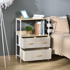 HOMCOM Comodă mobilier de depozitare cu 3 sertare material textil, raft și blat superior, 58L x 29l x 81,5H cm | Aosom Romania