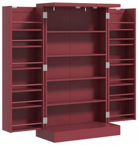 HOMCOM Dulap mobilier de bucătărie despensier 2 uși cu 5 rafturi și 12 recipiente pentru mirodenii - 60 x 30 x 104 cm - roșu | Aosom Romania