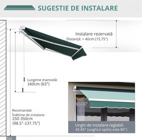 Perdea Rulou Manuală Verde, Protecție UV și Intimitate, 2.5x2m | Aosom Romania