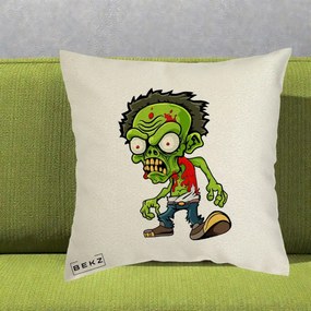 Perna Decorativa Zombie Halloween, 40x40 cm, Ecru, Husa Detasabila, Perna Inclusa, BEKZ®