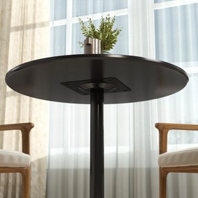 HOMCOM Masă pentru 2 persoane, blat rotund Ø80 cm, MDF și oțel, antiderapant, Negru, 75H cm | Aosom Romania