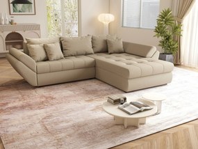 Colțar extensibil dumonde cu ladă de depozitare si sezut confortabil din spuma high-density, Loana Enjoy Camel 270x185 cm