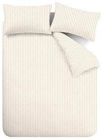 Lenjerie de pat bej-crem din flanelă pentru pat dublu, extinsă 230x220 cm Stripe – Catherine Lansfield