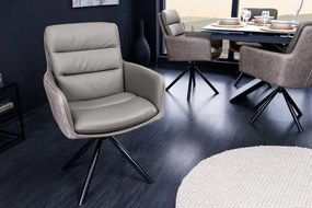 Set 2 scaune pivotante pivotant Big George, microfibra/ piele taupe