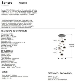 Lustra LED dimabila cu telecomanda Sphere 14L crom SV-793269D