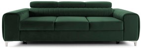 Canapea Extensibilă 3 locuri TIME, cu tetiere reglabile, cu suport lombar, 255x97x94 cm, Verde-Padure-Velluto