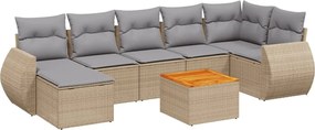 vidaXL Set canapele de grădină, 8 piese, cu perne, bej, poliratan