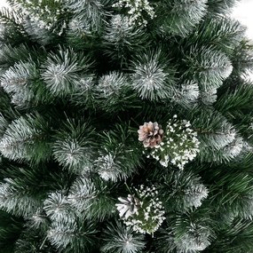 Brad de Crăciun cu conuri de pin și cristale 150 cm