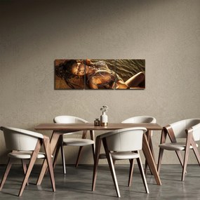 Tablou cu femeia întinsă pe plajă (cu ceas) (90x30 cm)