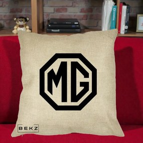 Perna Personalizata cu emblema MG, 40x40 cm, Crem, Husa Detasabila, Perna Inclusa, BEKZ®