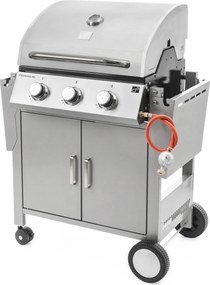Grătar pe gaz OKLAHOMA BBQ, 3 arzătoare, cu regulator de presiune, argintiu Penta CZ