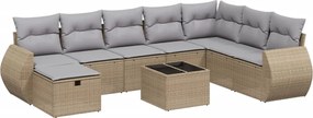 vidaXL Set canapele de grădină, 9 piese, cu perne, bej, poliratan