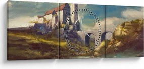 Tablou - Castelul medieval (cu ceas) (90x30 cm)