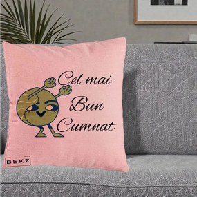 Cadou pentru Cumnat - Perna Personalizata Cel mai Bun Cumnat cu Personaj Funny Verde, 40x40 cm, Roz, Husa Detasabila, Perna Inclusa, BEKZ®