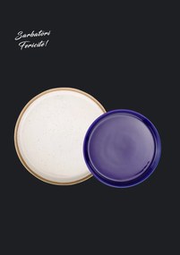 Set 4 Farfurii Sarbatori (2 Farfurii mari 25cm Sand Dune, 2 Farfurii mici 20cm Cobalt)