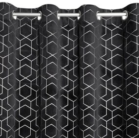 Perdele negre cu imprimeu geometric, potrivit pentru sufragerie Lungime: 250 cm
