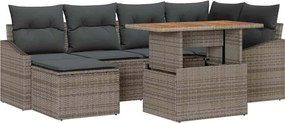 vidaXL Set de canapele pentru grădină 7 pcs Gri Rattan poli