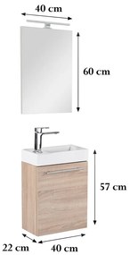 Mobilier de baie fantastic Melanie cu oglindă, culoare stejar sonoma