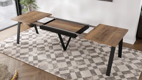 Mazzoni AVERY Stejar Halifax Cositorit/picioare negre - MASĂ DE LOFT/INDUSTRIALĂ PENTRU SALON/SUFRAGERIE EXTENSIBILĂ PÂNĂ LA 290 cm!