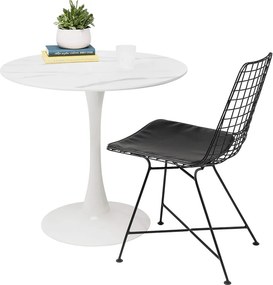 Masă de sufragerie, marmură deschisă/alb, diametru 80 cm, LORIAN
