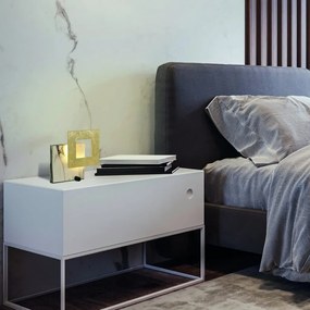 Veioza, Lampa de masa LED design ambiental DALIA auriu/ alb marmorat
