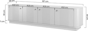 Comodă TV pe soclu Vesper 4D 187 cm - cașmir / mânere negre