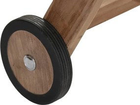 Șezlong exterior din lemn de tec cu roți și spătar reglabil, finisaj natural, „Marino”