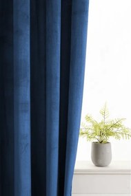 Draperie opaca ELVIO VELVET 140x250 cm, albastru marin Agatat: Inele metalice