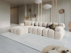 Coltar modular stanga 4 locuri, Bellis, Micadoni Home, BL, 282x155x70 cm, catifea, bej deschis