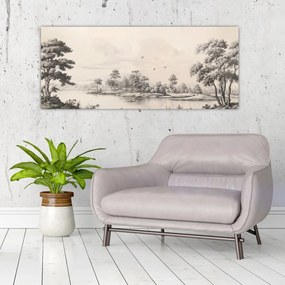 Tablou - Vintage peisaj desen peisaj (120x50 cm)