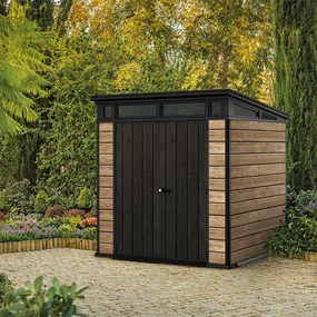 Căsuță de grădină Signature PENT 7X7 din plastic, lemn de frasin