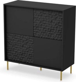 Comoda BULLET, negru/auriu, PAL laminat, 100x41x105 cm