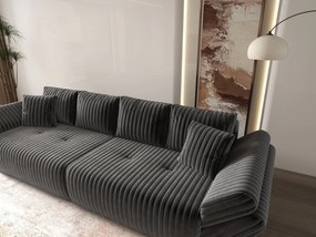 Canapea extensibilă dumonde cu ladă de depozitare si sezut confortabil din spuma high-density, Berlin Ambience Grey 300x100 cm