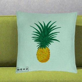 Perna Decorativa Ananas Tropical, 40x40 cm, Verde Menta, Husa Detasabila, Perna Inclusa, BEKZ®