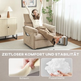 HOMCOM Fotoliu de masaj cu moduri de vibrații, funcție de încălzire, motor silențios, funcție de memorie, oțel, tapițerie din material textil, Maro | Aosom Romania