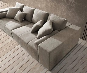 Canapea extensibilă dumonde cu ladă de depozitare si sezut confortabil din spuma high-density, Marbela Enjoy Camel XXL 295x100 cm cu taburet inclus