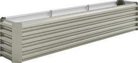 Outsunny Pat pătrat pentru grădină pat ridicat din oțel galvanizat bare de susținere și plăci de colț fund deschis 240x40x45cm gri argintiu | Aosom Romania