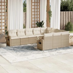 3253025 vidaXL Set canapele de grădină cu perne, 10 piese, bej, poliratan