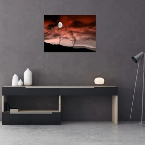 Tablou pe sticlă - Luna luminează noaptea (70x50 cm)