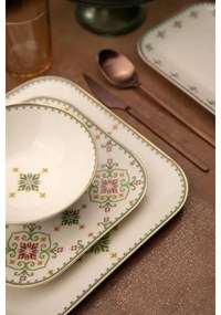 Set de veselă 26 buc alb/verde/porțelan