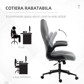 Scaun de birou ergonomic Vinsetto, înălțime reglabilă, 65.5x69.5x112-122 cm, Gri deschis