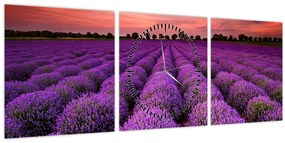 Tablou - Câmp de lavandă (cu ceas) (90x30 cm)