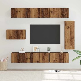 vidaXL Set comodă TV 8 pcs Lemn vechi 30.5 x 30 x 90 cm Lemn compozit