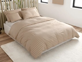 Lenjerie de pat hoteliera din microfibra JASMINE bej - dunga 2 cm Dimensiune lenjerie de pat: 70 x 90 cm | 140 x 220 cm