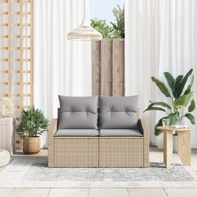 vidaXL Canapea de grădină cu pernă Bej 123 x 62 x 69cm poliratan